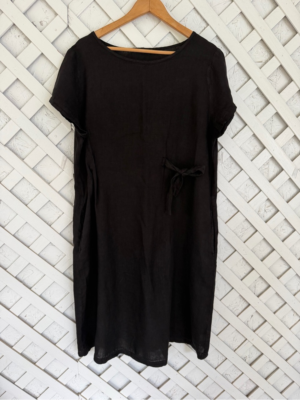 Cut Loose Black Midi Dress 100% Linen Size XL